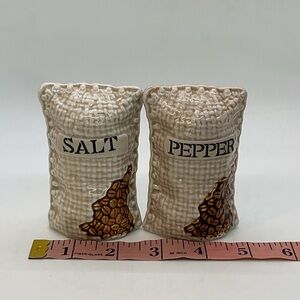 Vintage Burlap Coffee Sack Ceramic Salt and Pepper Shakers
